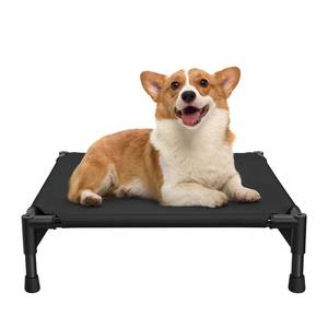 lot 11074 image: Love&go Elevated Dog Bed with Metal Frame, Cooling Raised Pet Cot for Dog and Cat (S - Black, Small-18.5x18.5x5.5 inch) (Used)