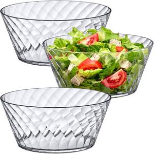 lot 11078 image: Amazing Abby - Bonita - 130-Ounce Plastic Serving Bowls (Set of 3), 10-Inch Clear Salad Bowl Set, BPA-Free, Shatter-Proof, Dishwasher-Safe, Stackable, Great for Salad, Fruit, Cereal, Snack, and More