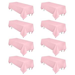lot 11082 image: Heneger 8 Pack Pink Tablecloth 60 x 126 Inch Rectangular for 8 Foot Rectangle Tables, Wrinkle Resistant Pink Table Cloth Washable Polyester Fabric for Holiday Buffet Wedding Party Banquet