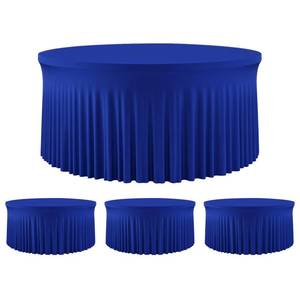 lot 11083 image: GEWONELIFE 4 Pack Royal Blue 60 inch Round Spandex Tablecloth,Wrinkle-Free Stretchy Fitted 5FT Round Tables,Elastic Edge with Skirt,Washable Tablecloths for Wedding Banquet Party Birthday Buffet