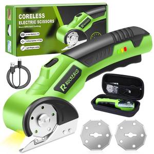 lot 12300 image: Cordless Electric Scissors Box Cutter 2 Rotary Blades �� 4V Duty Rechargeable Cardboard Cutter, Storage Box & Fabric Scissor With Safety Lock, USB Cable �� For Plastic, Carpet, Leather, DIY Crafts