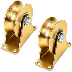 lot 12308 image: Lyplus 4 Inch U-Groove Pulley Wheels, Heavy Duty Rigid Casters for Square Tube Tracks, 1765 LBS Total Load Capacity, Stainless Steel, 2-Pack (Only One)