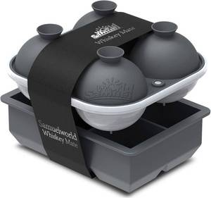lot 12318 image: Samuelworld Large Silicone Premium Ice Trays, 2-Pack Combo, 2 Inches Big Cubes & 2.5 Inches Sphere Ice Molds - BPA Free, Craft Ice Maker for Gifting, Whiskey, Cocktails, Easy Release - Gray
