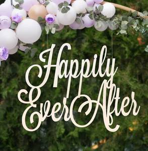 lot 12327 image: Happily Ever After Wedding Sign,Wooden Wedding Wall Sign for Valentines Day Gifts Bachelorette Party Engagement Party Wedding Party Decor (Used)