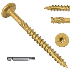 lot 12333 image: FMhotu 2-78 Inch Heavy-Duty Outdoor Wood Screws Assortment Fastener Kit, 50Pcs Star Drive Deck Screws, Rust Resistant Timber Screws for TimberLogLandscaping Wood (#14 x 2-78 Tan)