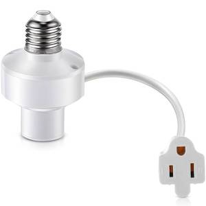lot 12354 image: Enhon 1 Pcs 3 in 1 Light Socket Outlet Adapter, E26 Light Socket to Plug Adapter with Extension Cord, 3 Prong Bulb Outlet Converter for Indoor Outdoor Garage, Porch, Patio, Camera, LED Strip (White)