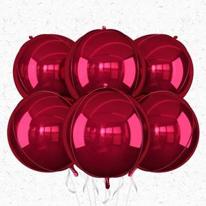 lot 12361 image: 6Pcs Burgundy Round Foil Balloons,Giant 4D Round Ball Balloon,22 Inch Metallic Burgundy Red Balloons for Birthday Wedding Graduation Prom Party Decorations