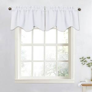 lot 12362 image: NICETOWN Pure White Curtain Valance for Kitchen - 50% Blackout Functional Rod Pocket Window Treatment Tier for Living RoomBathroom, 52 Wide x 18 Length, 1 Panel