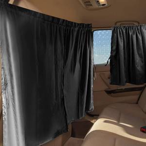 lot 12365 image: Set of 3 Privacy Curtains for Car, SUV, Van - Includes 1 Rear Seat Divider & 2 Side Windows Divider Curtains for Camping & Sleeping
