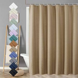 lot 12367 image: Aiyufeng Taupe Shower Curtain for Bathroom, Embossed Textured Fabric Shower Curtain for Bathroom - Soft Cloth & Hotel Spa, Machine Washable, 72X78,Taupe
