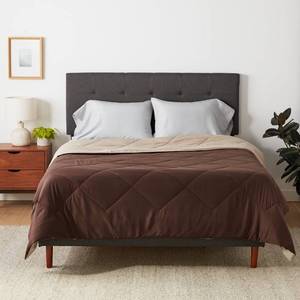 lot 13876 image: Amazon Basics Soft Comforter Blanket, Reversible Lightweight Microfiber All Season, Warm Bed Comforter, FullQueen, ChocolateKhaki