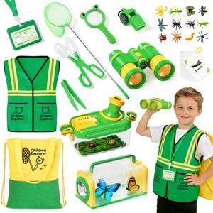 lot 13882 image: Bug Catcher for Kids, 24PCS Bug Catching Kit with Vest & Bag, Magnifying Glass Butterfly Net Kids Binoculars, Outdoor Exploration Camping Toys Gift Insect Catcher for Boys Girls Age 3-8