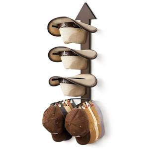 lot 13889 image: HYDERMUS Cowboy Hat Holder Rustic Wood Arrow Design Hat Organizer 4 Pieces Cowboy Hat Rack Western Decor Hat Storage Hanger for Display and Organization Walnut