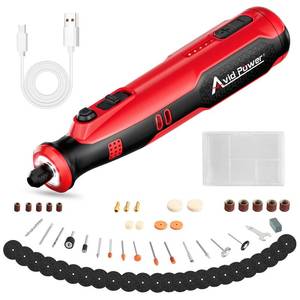 lot 14184 image: AVID POWER Cordless Rotary Tool 8V Rechargeable Grinding Tool for Dog Nail, 5 Speeds, 60 Pcs Accessories for Carving, Engraving, Sanding, Polishing and Cutting (Light Red)