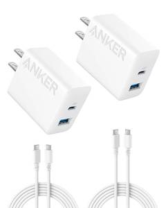 lot 14203 image: Anker iPhone Charger, 2-Pack 20W Fast USB C Charger Block, Type C Charger Fast Charging for iPhone 1717 Pro Max16 SeriesiPad Pro and More (White, 2 Pack & 2 Cable)