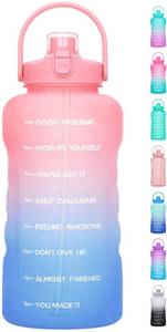 lot 14217 image: HydroPal 1 Gallon Water Bottles with Straw, 128 oz  3.8L Water Bottle BPA Free Innovative 2-IN-1 Lid Gym Bottle with Times to Drink Motivational, Large for Sports Fitness Camping Water Jug One Gallon