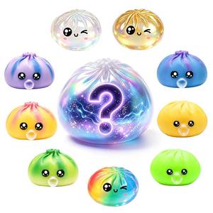 lot 14224 image: 2Pc Dumpling Fidget Toys Squishy Mystery Box Random 2 of 9 Styles Dumplings