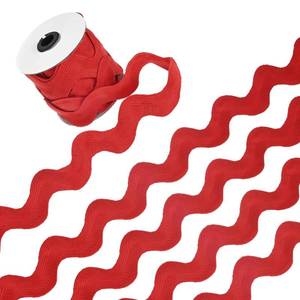 lot 14228 image: M METERXITY 1-Roll Rick Rack Trim, 10 Yard 30mm  1.2 Inch Wave Bending Fringe Trimming Ribbon for SewingDIY CraftsClothesDecoration, Polyester RIC Rac Trim Red