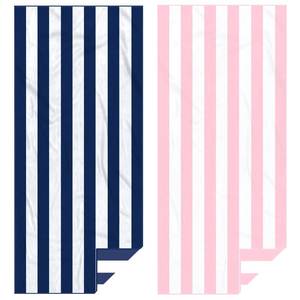 lot 14248 image: Eunzel 2 Pack Microfiber Beach Towel, Quick Dry Travel Towel Large Sand Free Towel for Beach, Camping, Swim Pool, Gym, Sports& Yoga 71x32, Stripe Navy & Pink