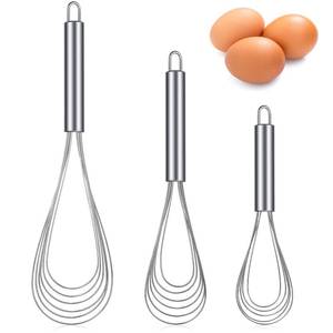 lot 14250 image: Patelai 3 Pieces Kitchen Flat Whisk Set Stainless Steel Flat Wire Egg Whisk Cooking Kitchen Utensil for Cooking Blending Whisking Beating Mixing Stirring Sauces Batter(8, 10, 11.6)