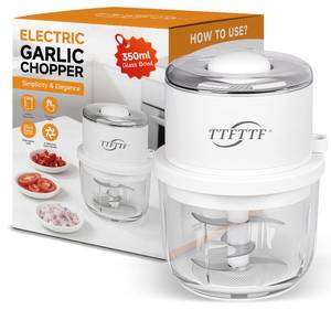 lot 14253 image: TTFTTF Electric Garlic Chopper, 350ML Glass Bowl Mini Food Processor, Portable Veggie Chopper Onion Garlic Grinder, Wireless Blender for Ginger, Chili, Fruit, Meat, etc