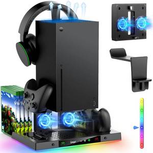 lot 14254 image: MENEEA Upgraded Cooling Fan Charging Station for Xbox Series X Console & Controller, Dual Charger Dock & Cooler System Stand with 15 Colorful Lights for Xbox Series X Accessories Kit