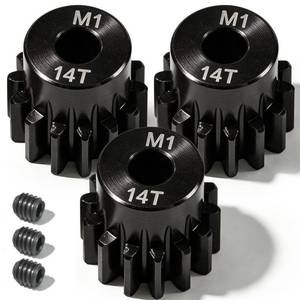 lot 14259 image: M1 Gear 14T 5mm Bore 3-Pack �� High-Precision Hardened Steel Motor Pinion Gear for 18 110 RC Crawler, Monster Truck, Short Course Truck & Boat (Compatible with Traxxas Axial, FMS, HSP Redcat Losi)