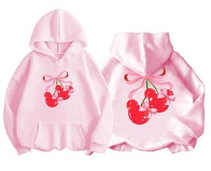 lot 14280 image: Auamin Girls Long Sleeve Hooded Sweatshirt Cherry and Bow Graphic Girls Hoodies Cute Fall Pullover Tops 130