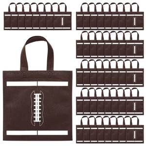 lot 14287 image: Aoriher 48 Pcs Football Bags Party Favors with Handles 10 x 10 Inch Non Woven Treat Goodie Bags for Sports Birthday Party Football Theme Candy Gift Supplies