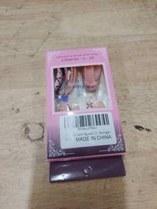 lot 14301 image: Long Curved Press on Nails Light Pink False Nails Crystal Rhinestone Stick on Nail for Women 20pcs