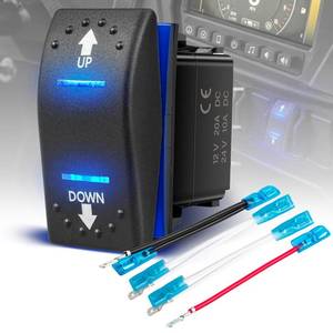 lot 14310 image: Anina UP Down Momentary Reverse Polarity Switch 12V 20A ONOffON 7PIN Reversing Rocker Switch for Off-Road UTV Truck Can-Am Car Boat Marine ATV Blue Light with Jumper Wire