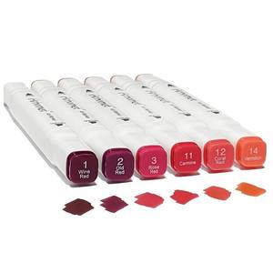lot 14314 image: Arhomet 6 Colors Red Rose Flower Colors Alcohol Markers Set, Dual Tips Art Markers Drawing Sketched Double Tipped for Adults Beginner Artists (Red)