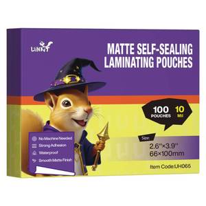 lot 14317 image: Uinkit 10Mil Matte Self-Seal Laminating Pouches, Double-Sided for 2.6x3.9 Business Card, Glare & Fingerprint Resistant for Restaurant IDs, School Badges, Corporate Access - No Machine