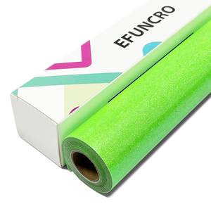 lot 14318 image: Efuncro- Fluorescent Green Glitter HTV 12x 8ft Heat Transfer Vinyl,Iron on for T-Shirts. Bags. HTV Heat Transfer Vinyl for All Cutting Machines - Easy to Cut and Weed (Fluorescent Green)