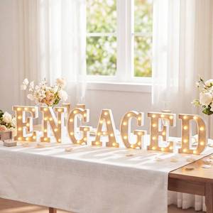 lot 19837 image: Jowwcen 7 Pcs Champagne Glitter Engagement Party Decorations 8.6 Inch LED Engaged Light Up Letter Signs Engagement Table Centerpiece for Congratulations Engaged Wedding Shower Signs Decor