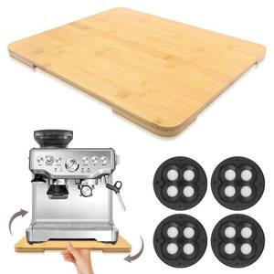 lot 19841 image: 360° Rolling Tray Bamboo Appliance Slider for Kitchen Appliances, for Breville Espresso Machine Accessories, Sliding Tray for Coffee Maker Appliances Mat Easily from Under The Cabinet Natural13�15.7