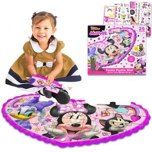 lot 19845 image: Minnie Mouse Floor Puzzle Set - Bundle with 25 Pc Minnie Foam Floor Puzzle for Kids with Minnie Stickers, Tattoos, More  Minnie Mouse Jigsaw Puzzles for Girls