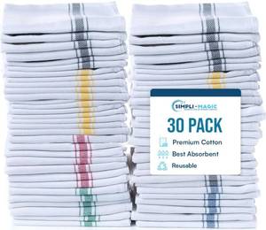 lot 19850 image: Simpli-Magic Cotton Herringbone Dish Towels, 15x25 (30 Pack) �� High Absorbent Kitchen Hand Towels (Multi-Color) (Missing Pieces)