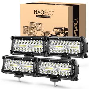lot 19854 image: NAOEVO 7 Inch LED Light Bar, 480W 48,000LM LED Offroad FogDriving Lights with Spot Flood Combo Beam, Work for Truck Boat ATV UTV, 4 Pcs (White)