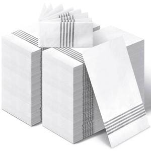 lot 19866 image: Teling 200 Pack Disposable Hand Towels for Bathroom Paper Hand Towels Disposable Guest Bathroom Paper Dinner Napkins for Kitchen Parties Weddings(Dark Gray)
