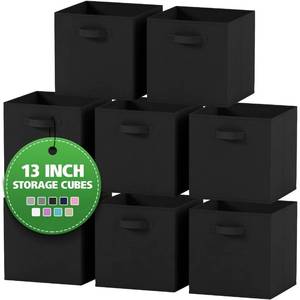 lot 19867 image: Fabric Storage Cubes for Cube Organizer - 2 Pack Heavy Duty Storage Bins - 13 Inch Cube Storage Bin, Use As A Clothes Storage Box In Closet, Baskets For Shelves or Cubbies Storage bins (Black)