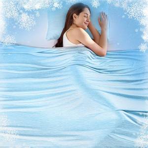 lot 19881 image: KMUSET Cooling Blanket Queen Size (90x90), Double Sided Summer Cooling Blankets for Hot Sleepers & Night Sweats, Lightweight Blanket for Sofa Bed Couch, House Warming Gifts New Home Powder Blue