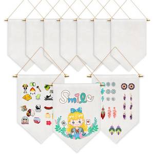 lot 19888 image: Beclumas 10 Pack Sublimation Blanks Pin Display Banner Enamel Pin Wall Display Banner Pin Display Pennant Wall Hanging Brooch Jewelry Storage Case Blank Hanging Flag Banner for Room Decor