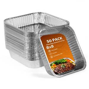 lot 19891 image: 8x8 Foil Pans 50 Pack, Heavy Duty Square Disposable Baking Cake Pans, Disposable Food Containers Great for Baking Pans, Cooking, Heating, Parties Meal Prep, Storing, Breads, Brownies, Meatloaf,Lasagna