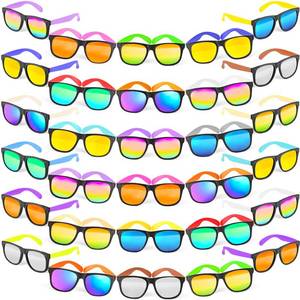 lot 19893 image: 32 Pack Sunglasses Bulk with UV Protection, 16 colors Neon 80s Retro Plastic Sun Glasses Toy, Summer Pool Party Favors, Beach Party Supplies, Gift for Birthday Goody Bag Filler School Classroom Prizes
