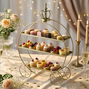 lot 19896 image: Yiyiring 3 Tier Gold Cupcake Stand Crown Carriage Dessert Table Display Stand Tiered Serving Tray Holds Elegant Dessert Holder Pastry Ornaments for Wedding Birthday Party Afternoon Tea Table Decor