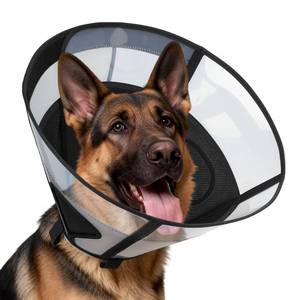 lot 19903 image: Soft Dog Cone Collar for Large Dogs, Mesh Windows Transparent E Collar for Dog, Anti-Bite Lick Wound Healing After Surgery Neuter Safety Practical Comfy Plastic Cone (Black, XL)