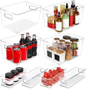 lot 19904 image: SKTKSE Clear Plastic Storage Bins 8 Pack - Pantry Organizers and Storage, Fridge Organizer Containers for Kitchen, Cabinet, Freezer, Bathroom, Clost, Home Organization