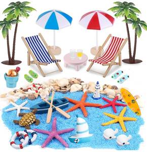 lot 20013 image: EIKEJI 31 Pcs Beach Miniature Dollhouse Decoration, Umbrella Palm Chair Miniature Toys Garden Dollhouse Outdoor Accessories Beach Decorations Mini Beach Chair for DIY Garden Plant Pool