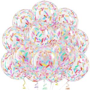 lot 20015 image: Rainbow Confetti Balloons, 12 Inch Multicolor Candyland Ice Cream Sprinkle Colorful Long Confetti Glitter Latex Balloons for Men Women Birthday Party Wedding Baby Bridal Shower Graduation Decorations